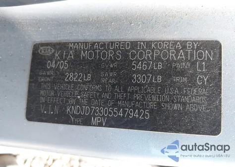 2005 Kia Sorento Ex/Lx from USA, damaged, VIN KNDJD733055479425